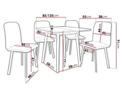Spisestuesæt Edmond 116 (Grå marmor + Sort)