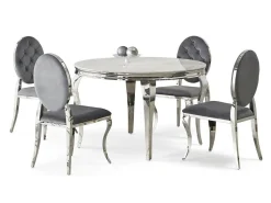 Spisestuesæt Houston 1828 (Hvid marmor + Grå)