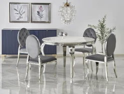 Spisestuesæt Houston 1828 (Hvid marmor + Grå)
