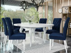 Spisestuesæt Racine 129 (Glansfuld hvid + Magic Velvet 2216)