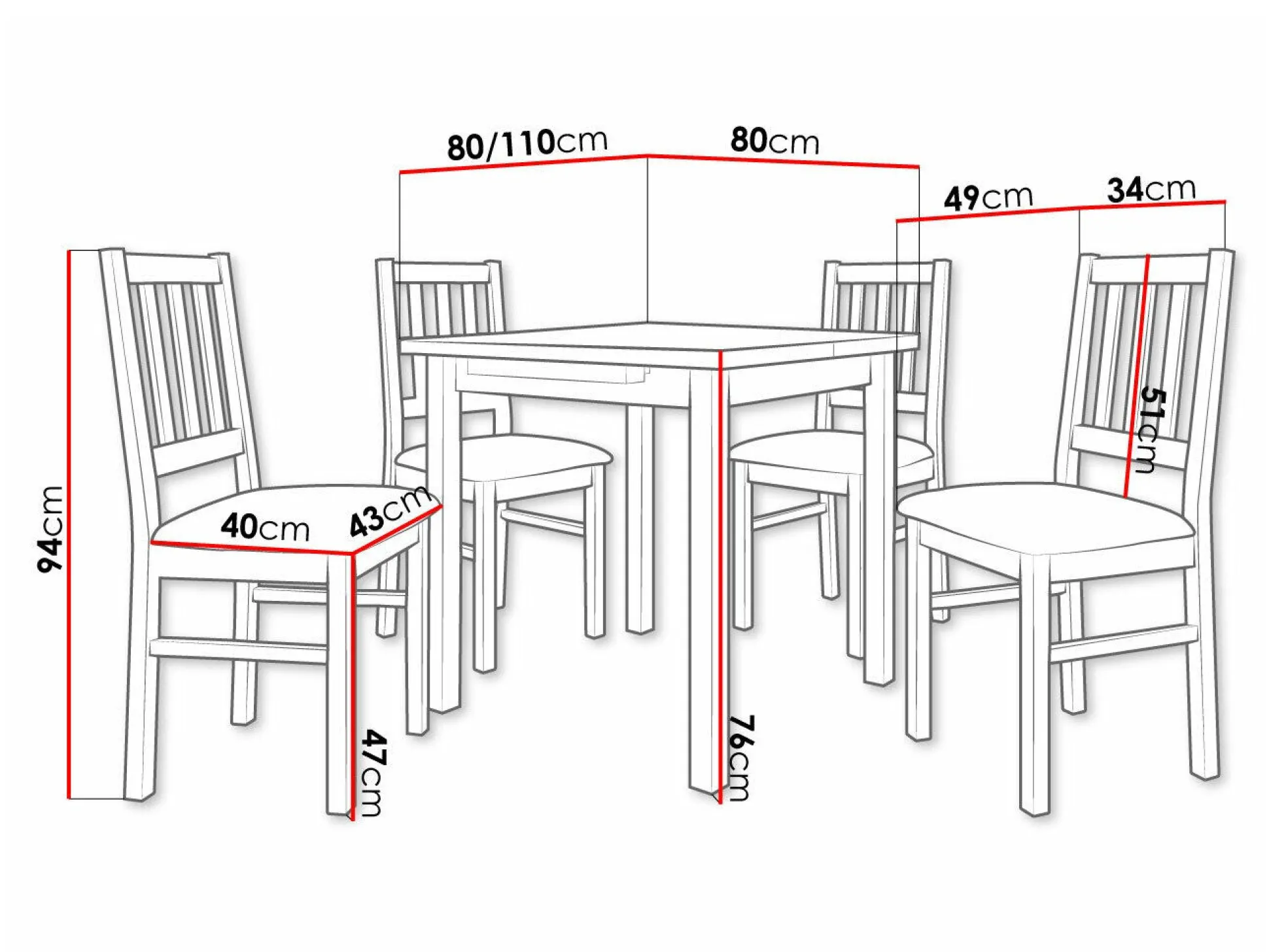 Spisestuesæt Victorville 314 (Hvid)