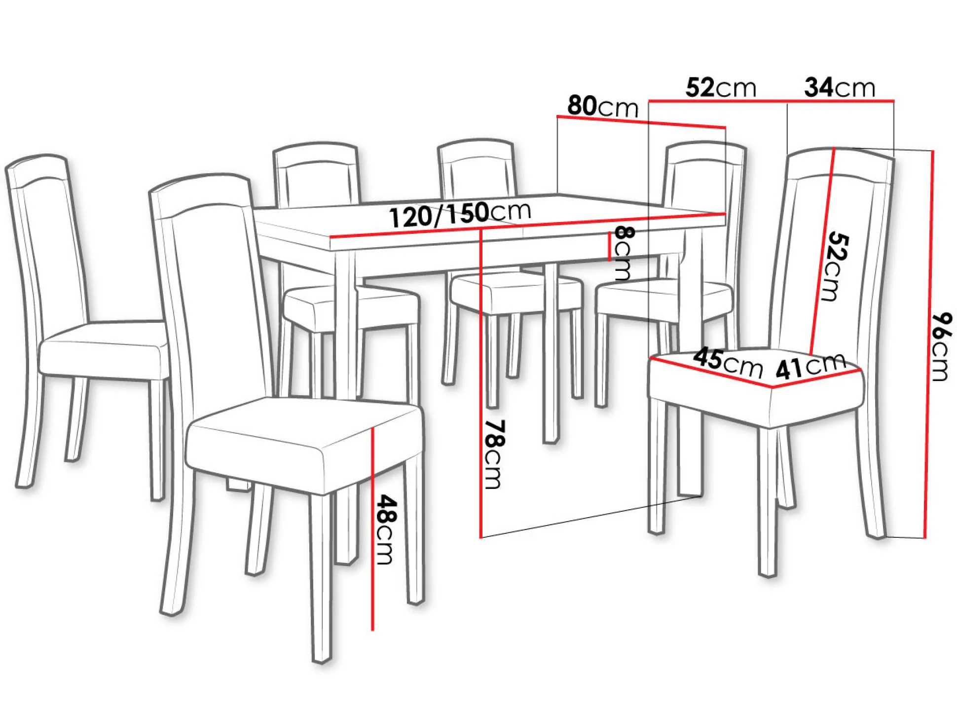 Spisestuesæt Victorville 351 (Hvid)