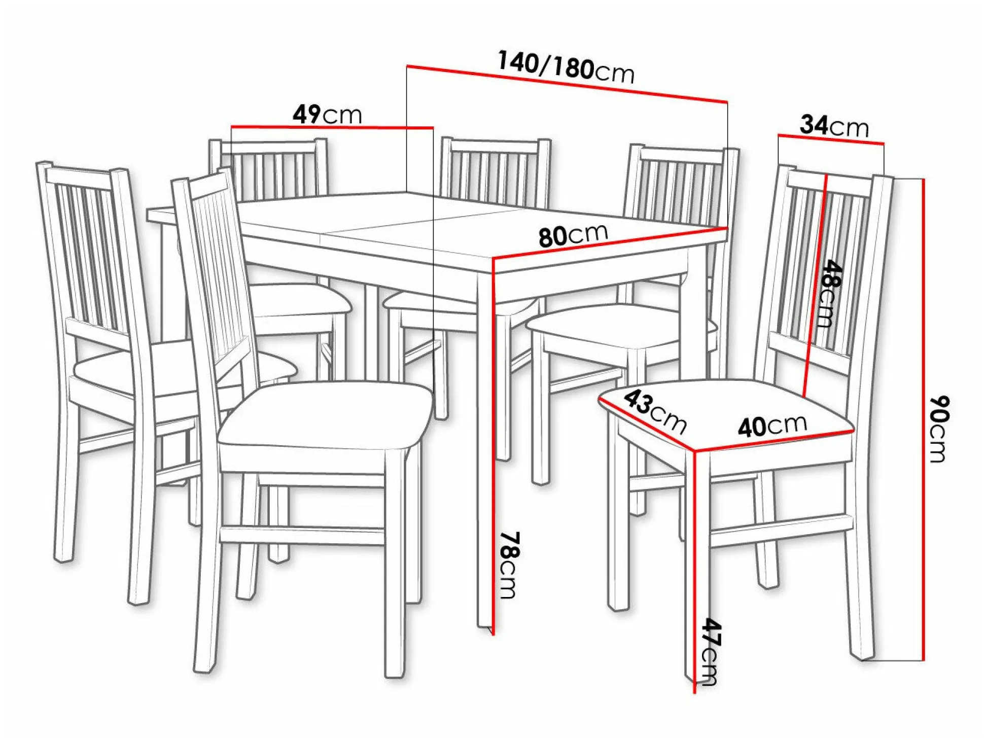 Spisestuesæt Victorville 264 (Hvid)