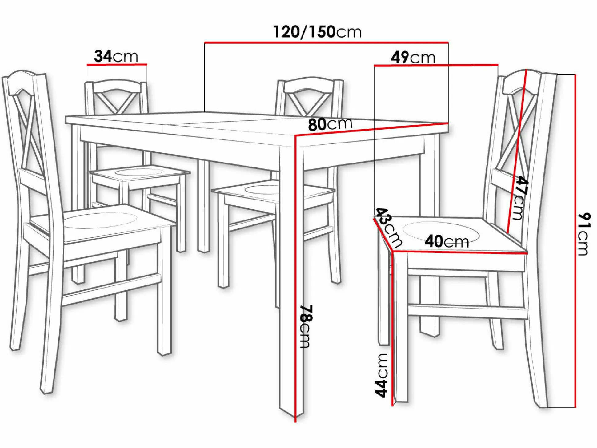 Spisestuesæt Victorville 281 (Hvid + Grandson eg)
