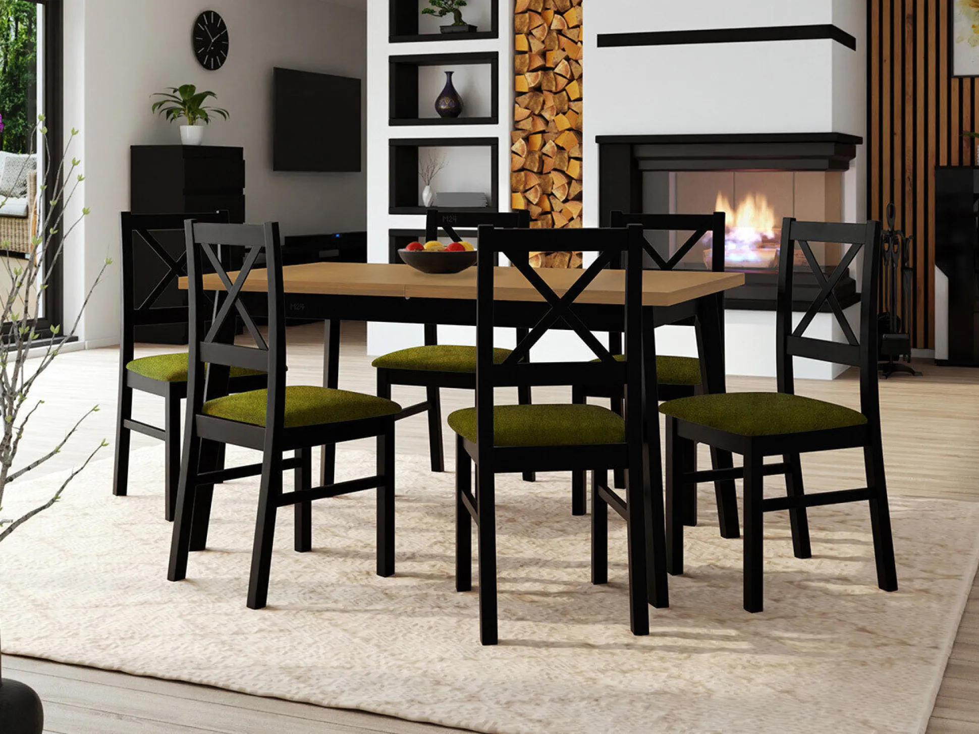 Spisestuesæt Victorville 317 (Sort)