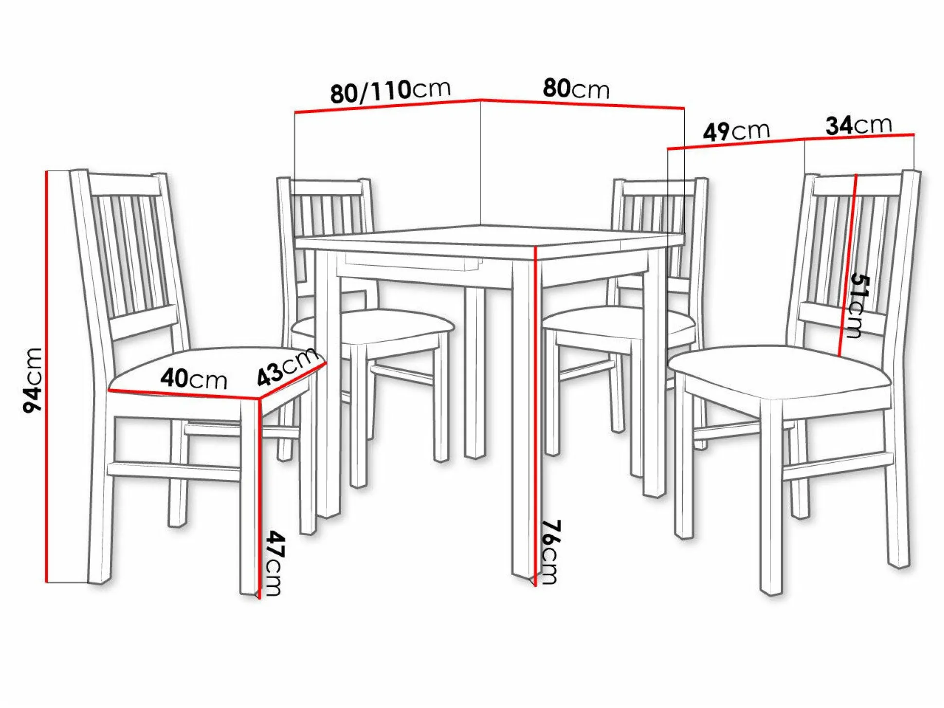 Spisestuesæt Victorville 275 (Hvid)