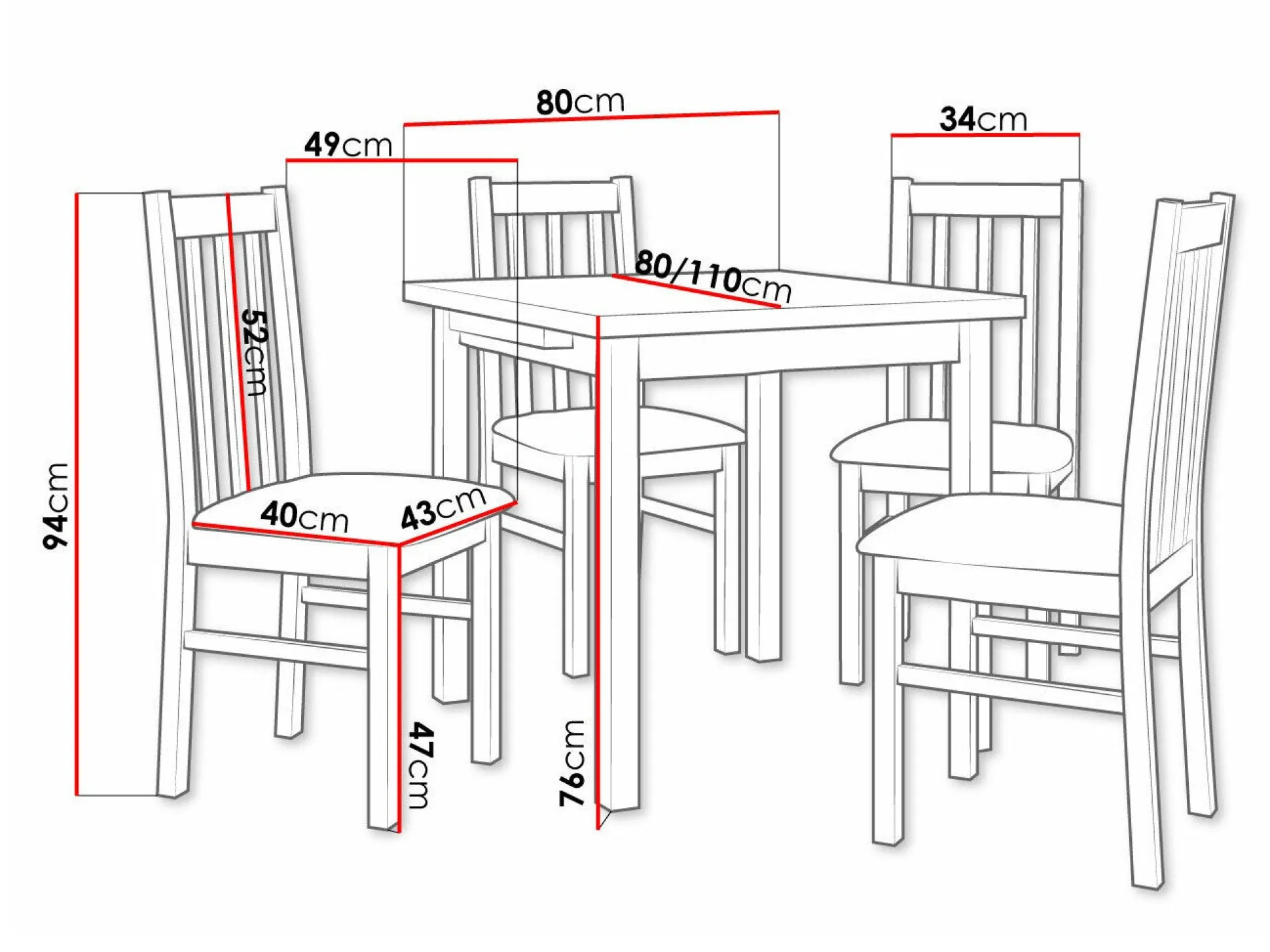 Spisestuesæt Victorville 263 (Hvid)