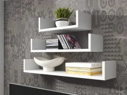 Sæt med vægmonterede reoler Lexicon (Hvid)