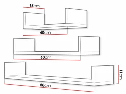 Sæt med vægmonterede reoler Lexicon (Hvid)