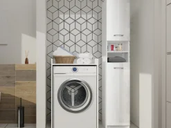 Stående badeværelsesskab Mandeville 152 (Hvid + Hvid gloss)