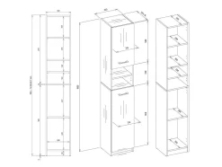 Stående badeværelsesskab Mandeville 152 (Hvid + Hvid gloss)