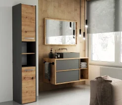 Stående badeværelsesskab Mandeville 248 (Antracit + Artisan eg)