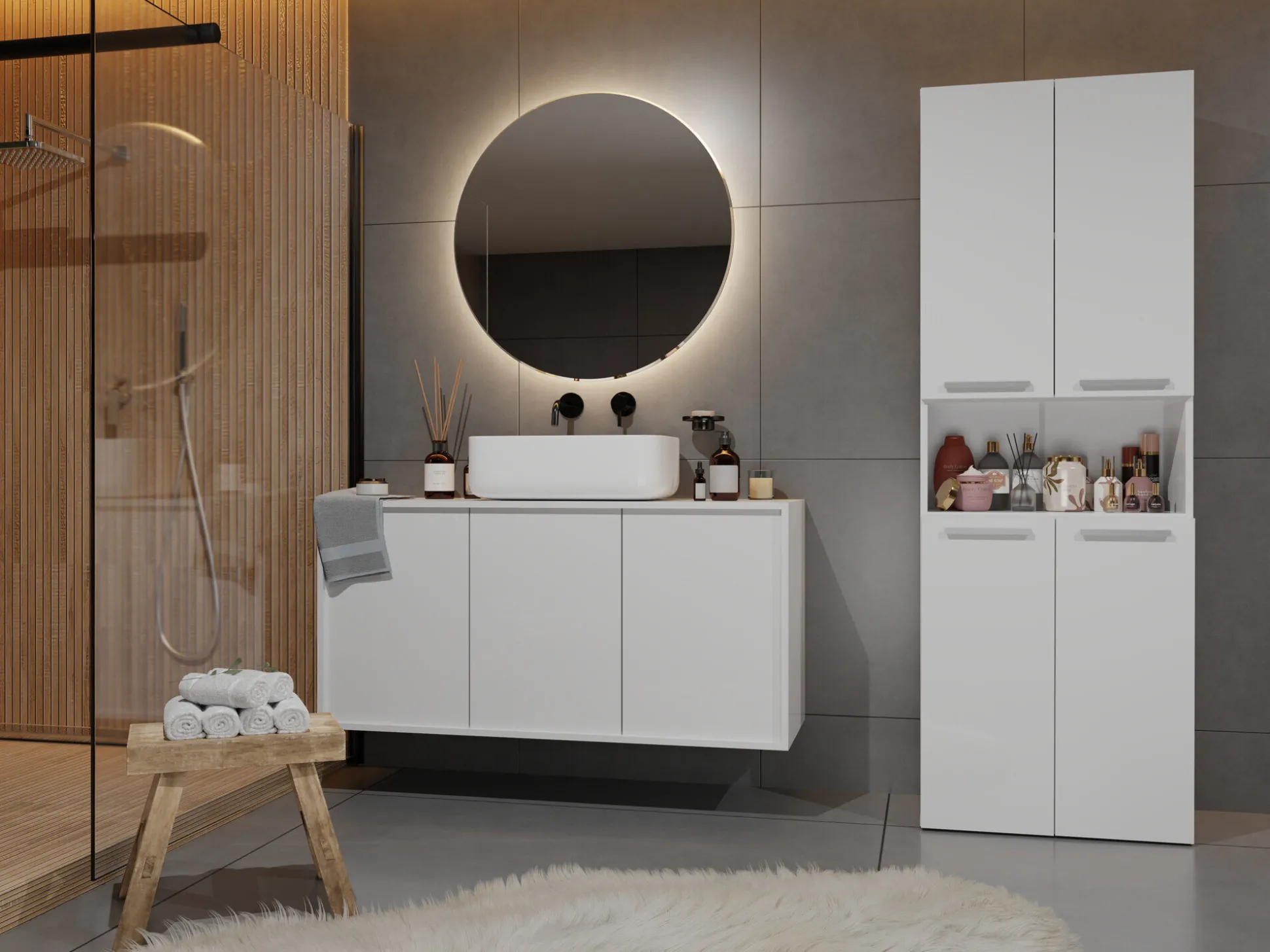 Stående badeværelsesskab Nolmaru 103 (Hvid)