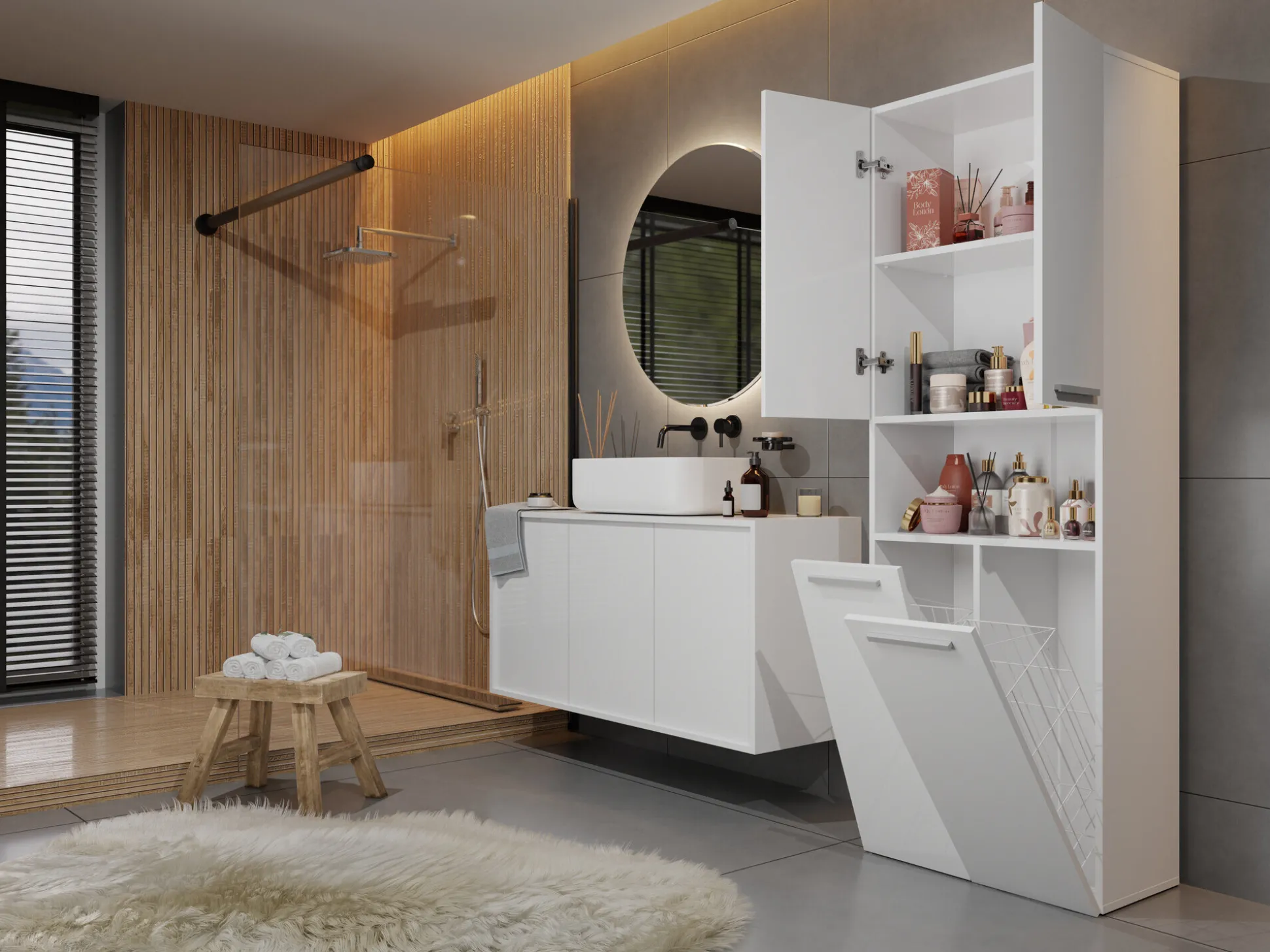 Stående badeværelsesskab Nolmaru 103 (Hvid)