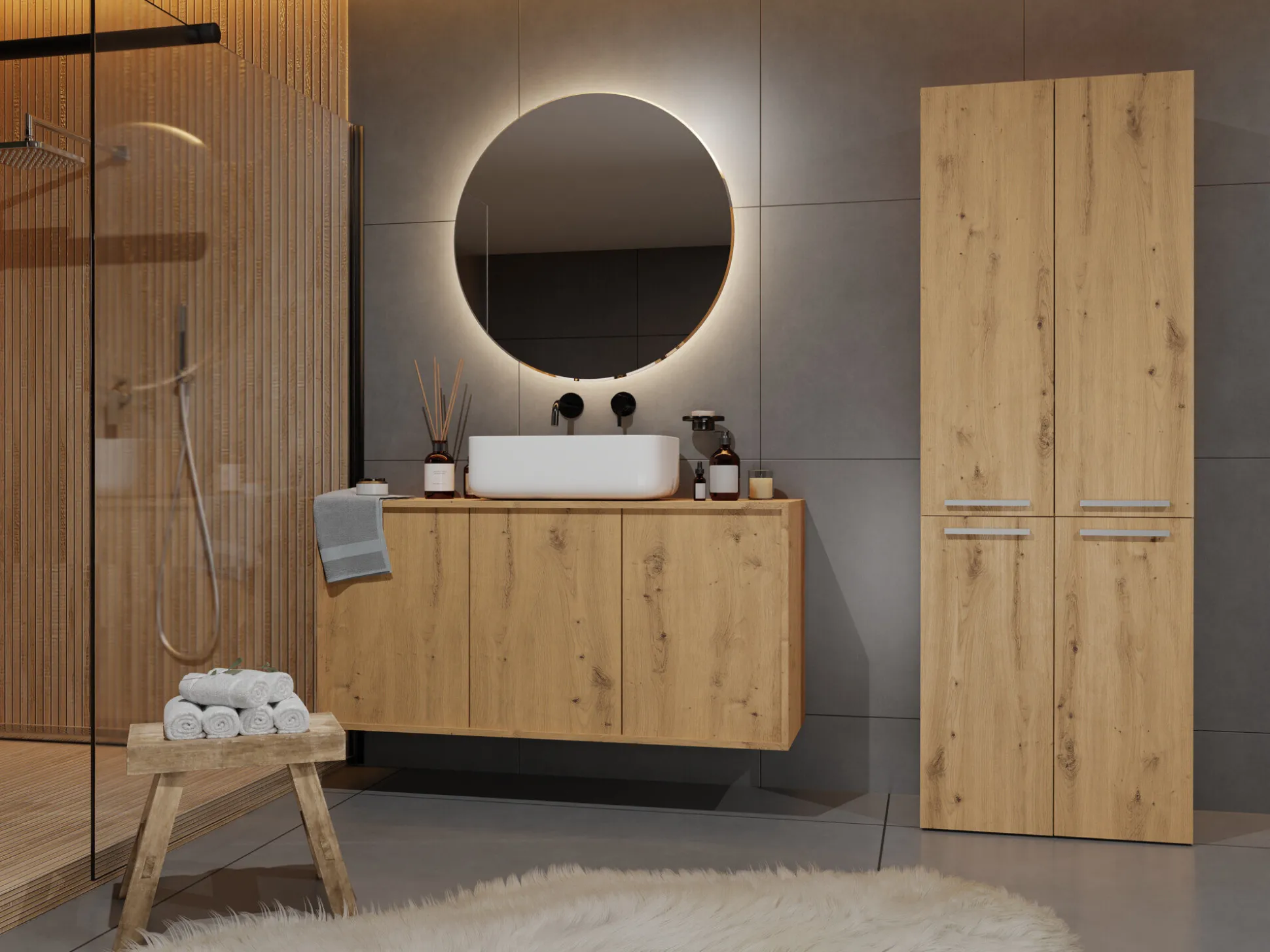 Stående badeværelsesskab Nolmaru 102 (Artisan eg)