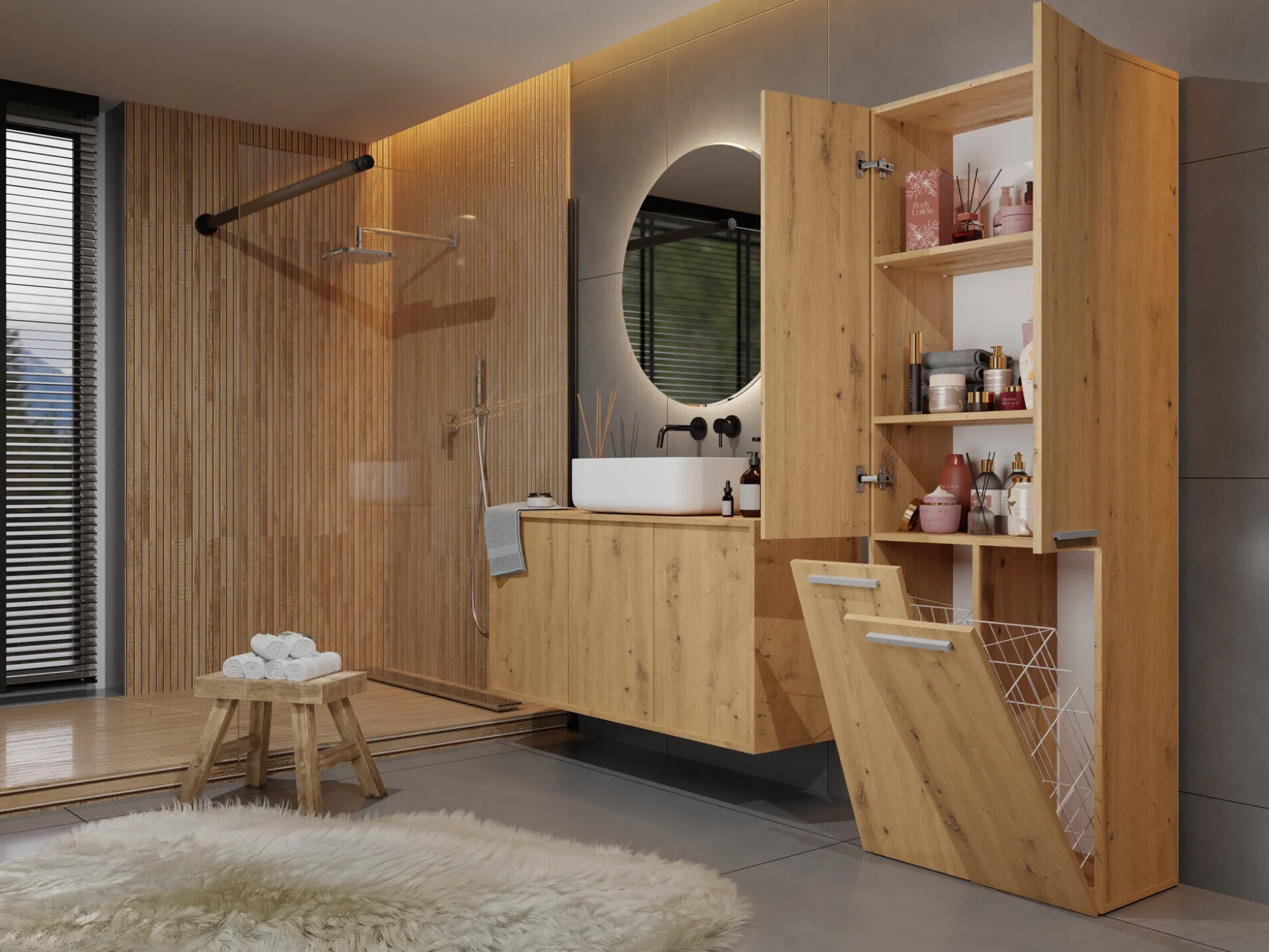 Stående badeværelsesskab Nolmaru 102 (Artisan eg)