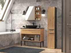 Stående badeværelsesskab Nolmaru 105 (Antracit + Artisan eg)