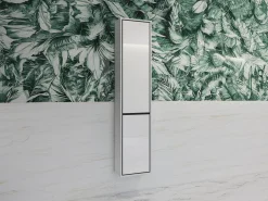 Stående badeværelsesskab Tecavu 101 (Glansfuld hvid + Hvid)