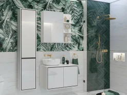 Stående badeværelsesskab Tecavu 101 (Glansfuld hvid + Hvid)