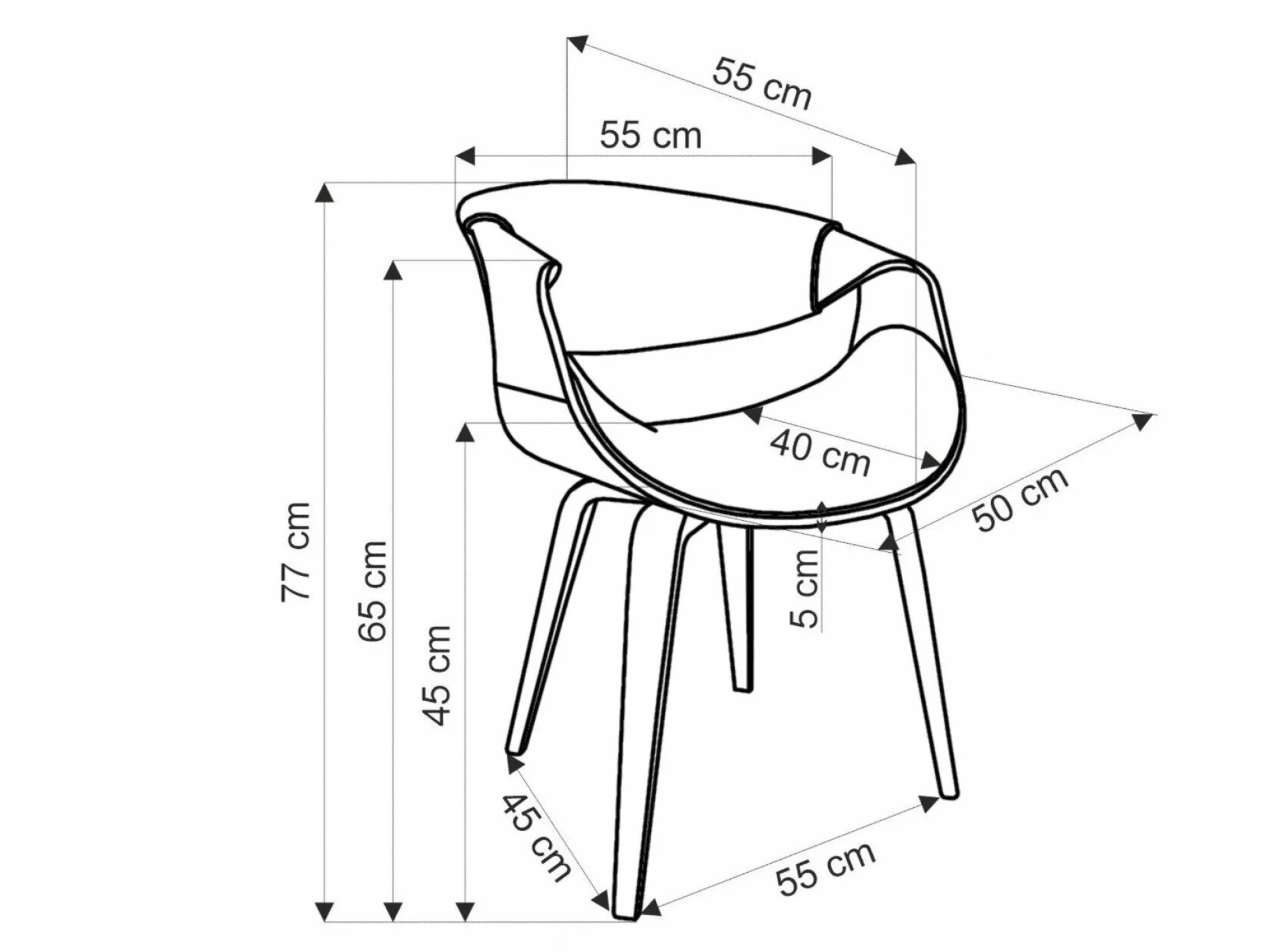 Stol Houston 1596 (Grå + Valnød)