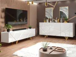 Stuemøbelsæt Audis (Hvid + Glansfuld hvid)