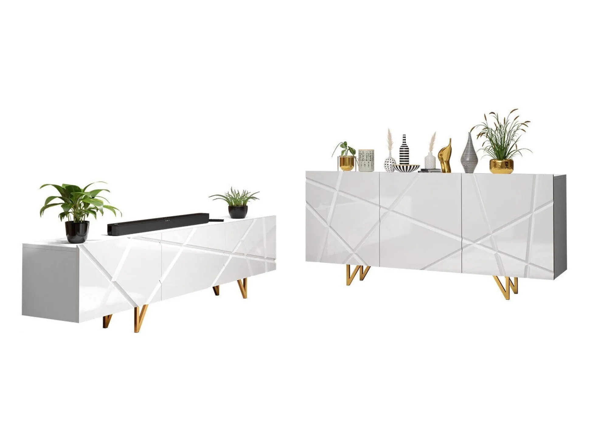 Stuemøbelsæt Audis (Hvid + Glansfuld hvid)