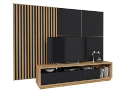 Stuemøbelsæt Austin 362 (Wotan eg + Mat sort + Sort)