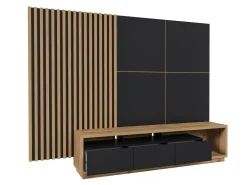 Stuemøbelsæt Austin 362 (Wotan eg + Mat sort + Sort)