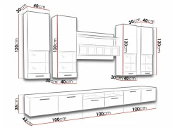 Stuemøbelsæt Caelum (Hvid + Glansfuld hvid)