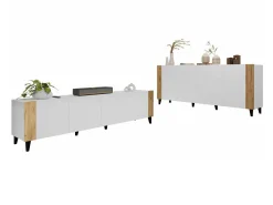 Stuemøbelsæt Charlotte 185 (Hvid + Craft egetræ)