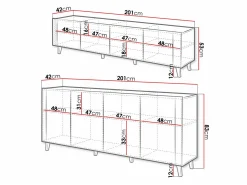 Stuemøbelsæt Charlotte 185 (Hvid + Craft egetræ)