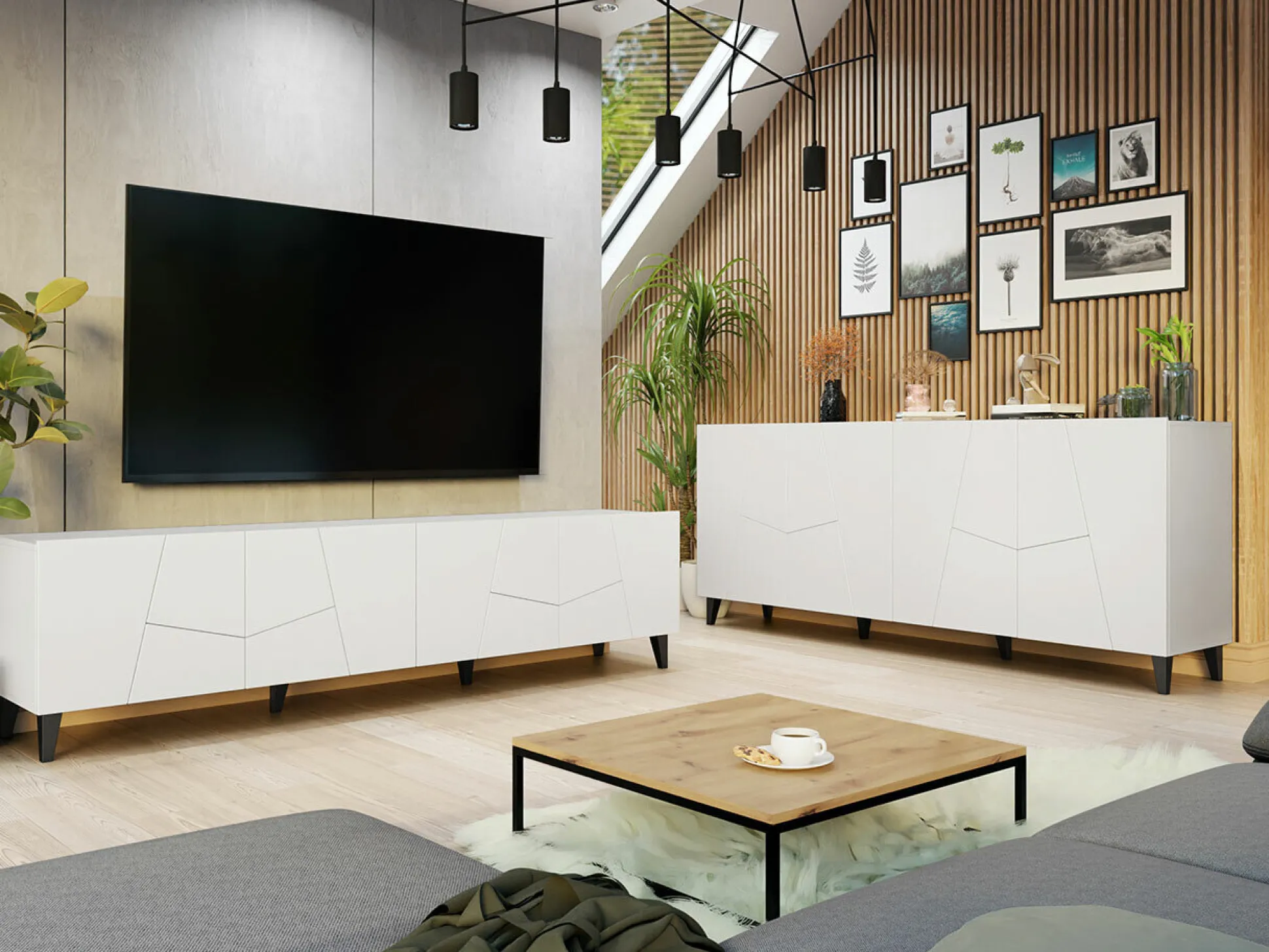 Stuemøbelsæt Charlotte 182 (Hvid + Sort)