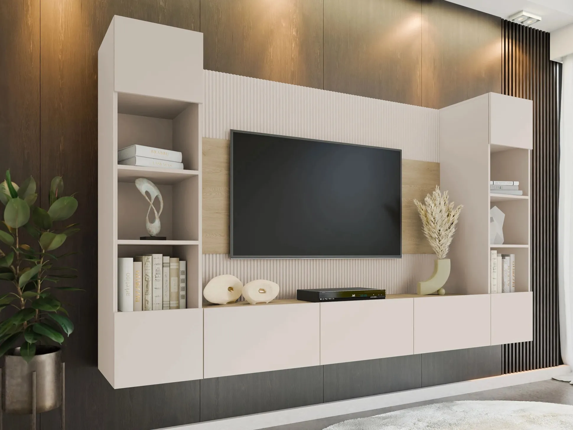 Stuemøbelsæt Comfivo Salix I (Beige + Egetræ)