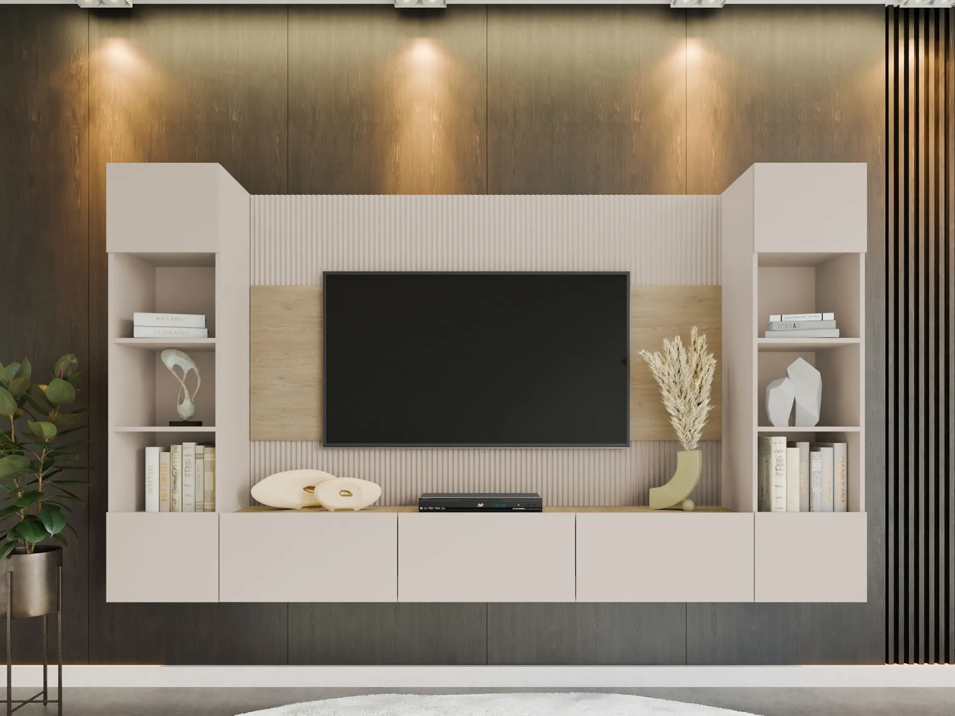 Stuemøbelsæt Comfivo Salix I (Beige + Egetræ)