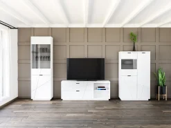 Stuemøbelsæt Fivale 112 (Glansfuld hvid + Hvid)