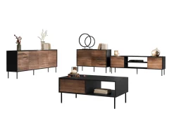 Stuemøbelsæt Flosoru 110 (Valnød + Sort)