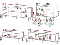 Stuemøbelsæt Flosoru 110 (Valnød + Sort)
