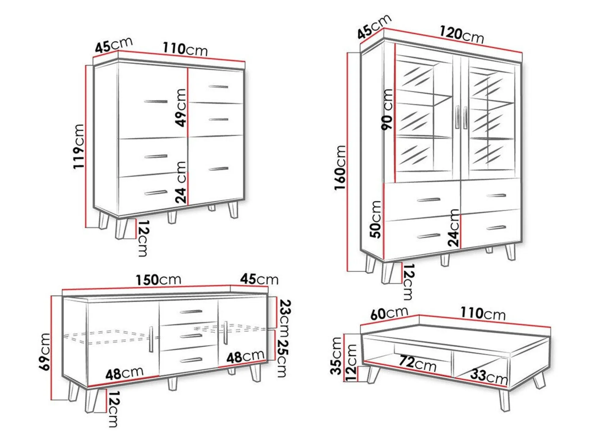 Stuemøbelsæt Larfloi 112 (Wotan eg + Sort)