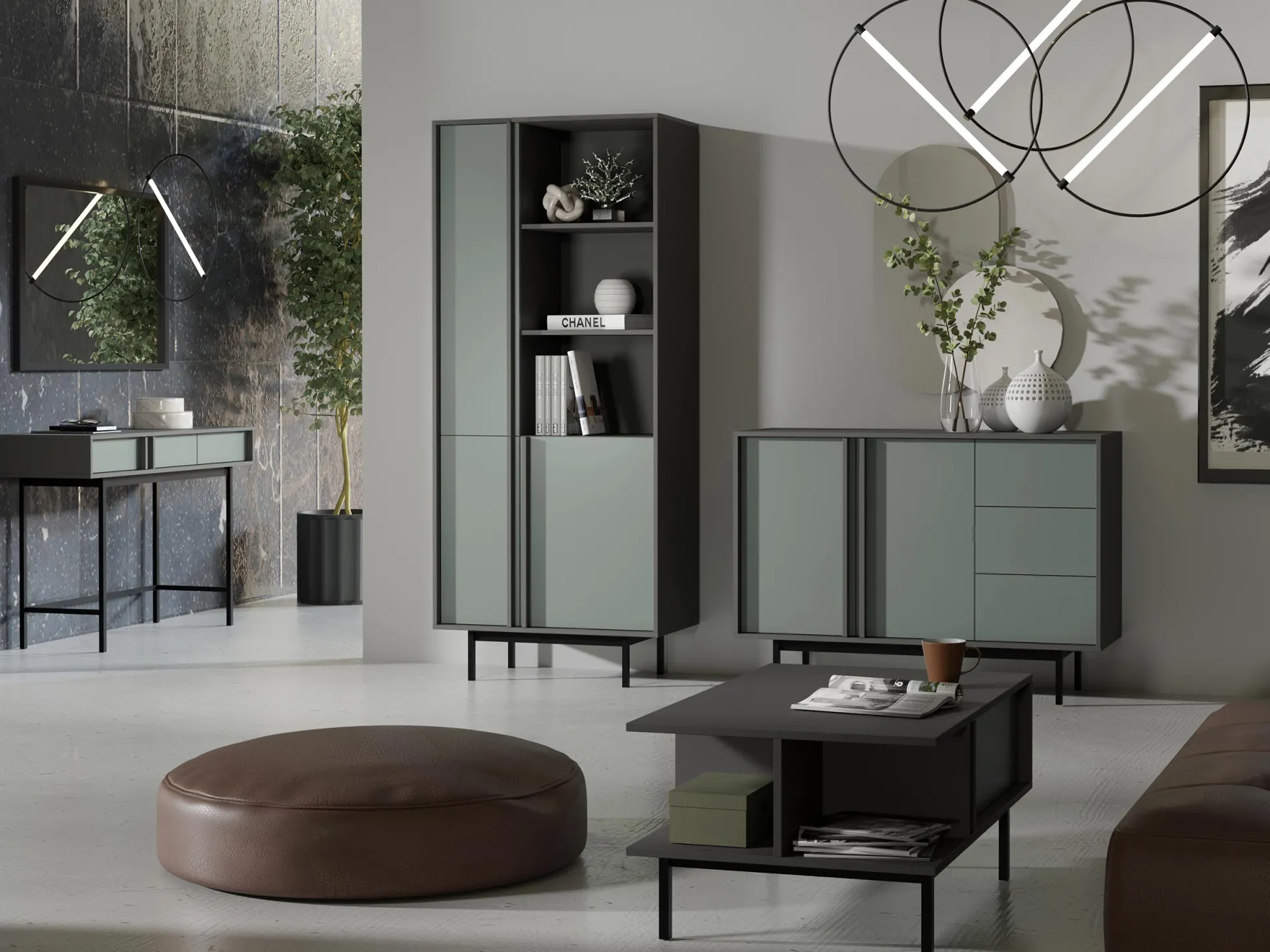 Stuemøbelsæt Levali 117 (Støvet grøn)