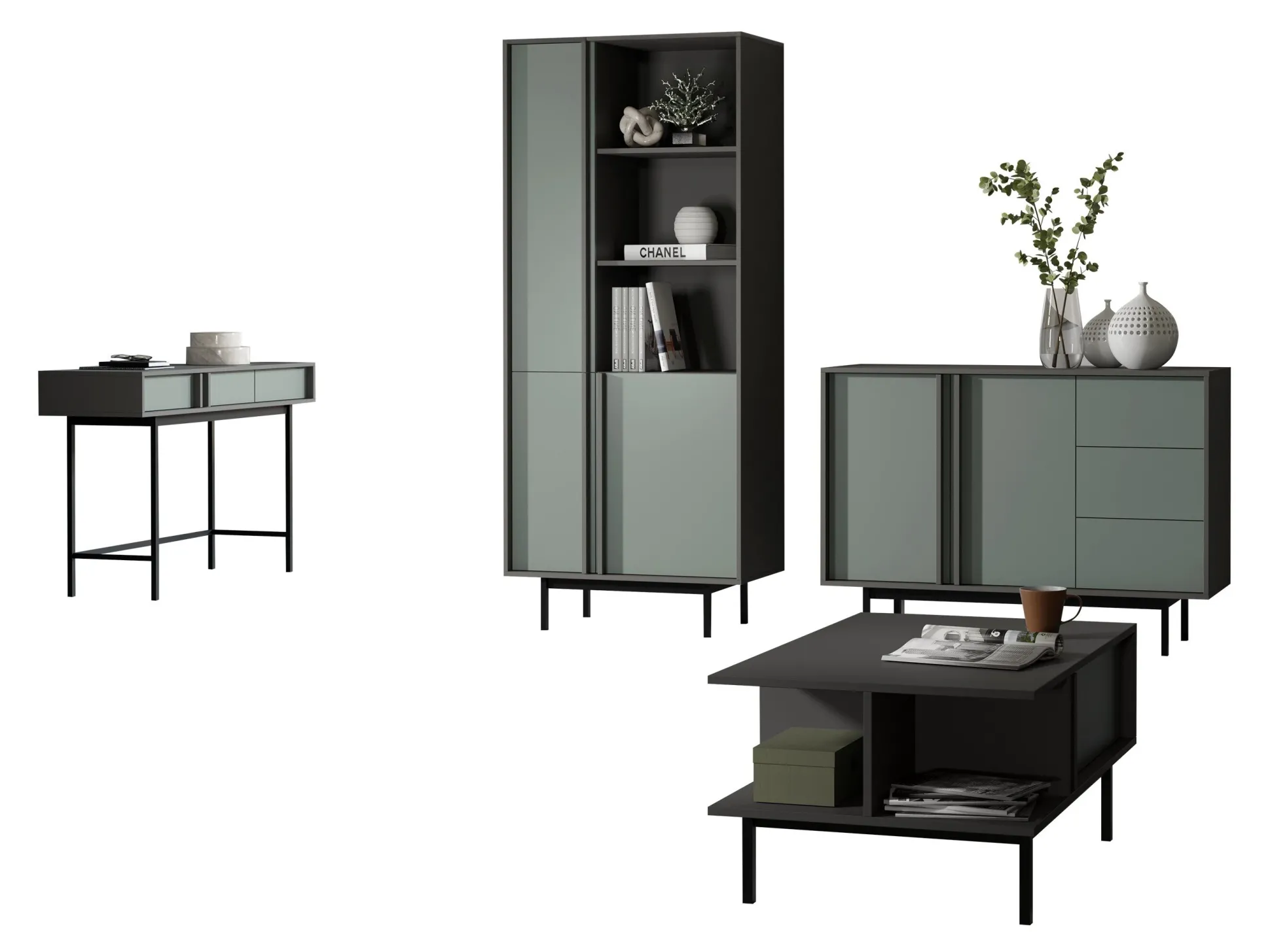 Stuemøbelsæt Levali 117 (Støvet grøn)