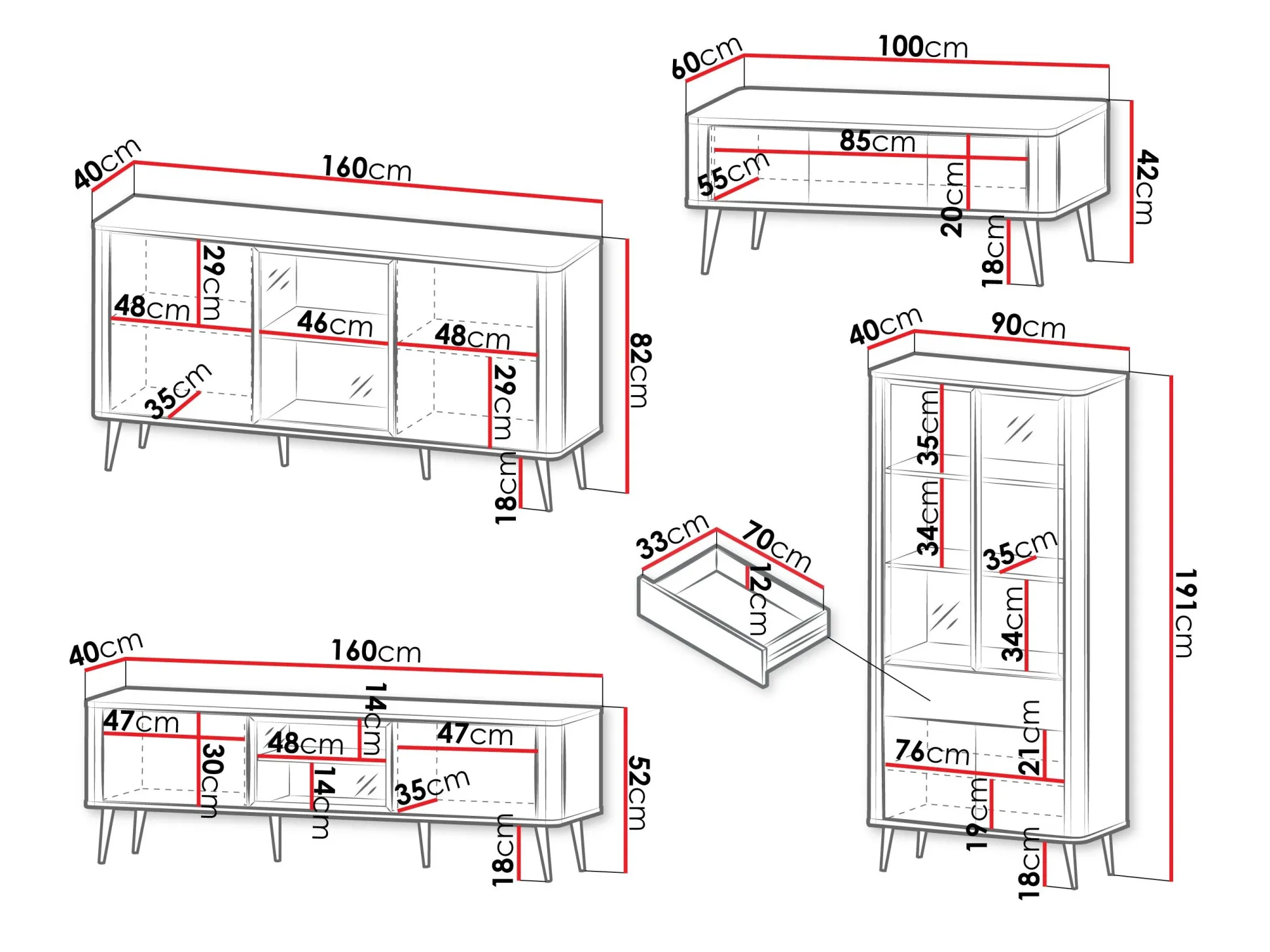 Stuemøbelsæt Lufela 120 (Kashmir + Valnød)
