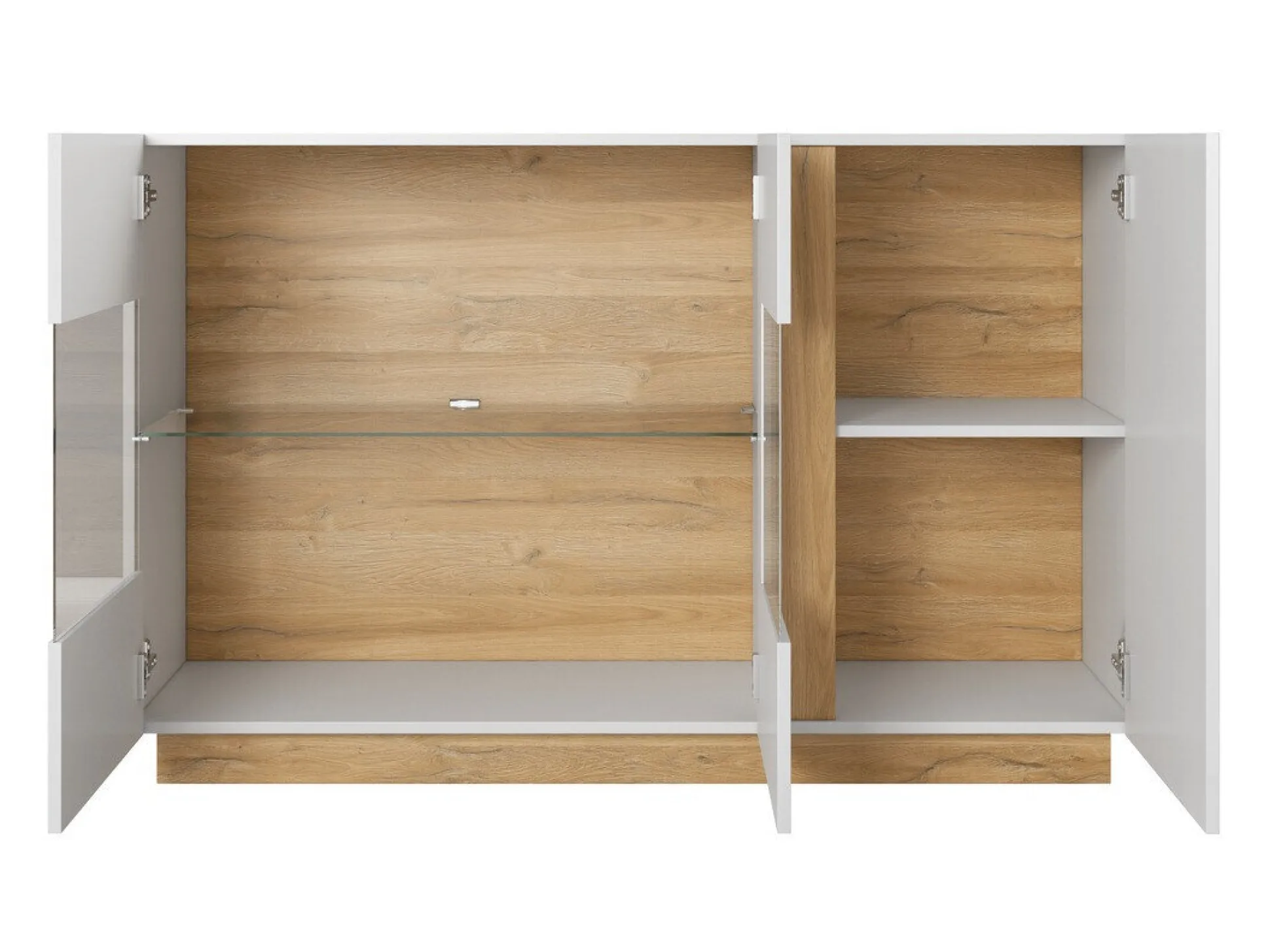 Stuemøbelsæt Novbela 114 (Hvid + Glansfuld hvid + Grandson eg)