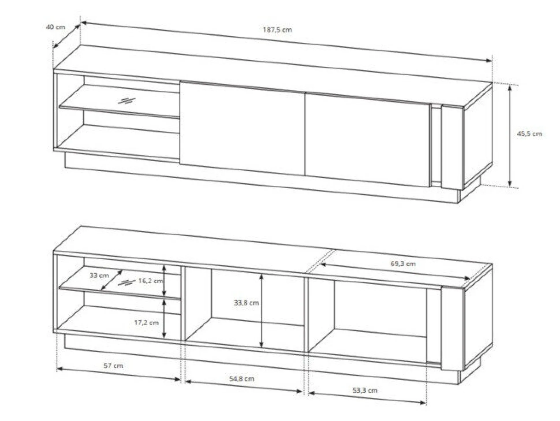 Stuemøbelsæt Novbela 114 (Hvid + Glansfuld hvid + Grandson eg)