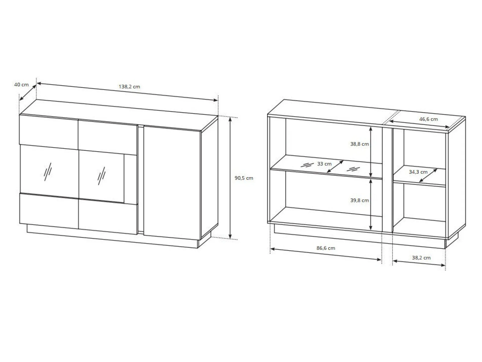 Stuemøbelsæt Novbela 114 (Hvid + Glansfuld hvid + Grandson eg)