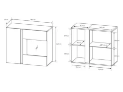 Stuemøbelsæt Novbela 114 (Hvid + Glansfuld hvid + Grandson eg)