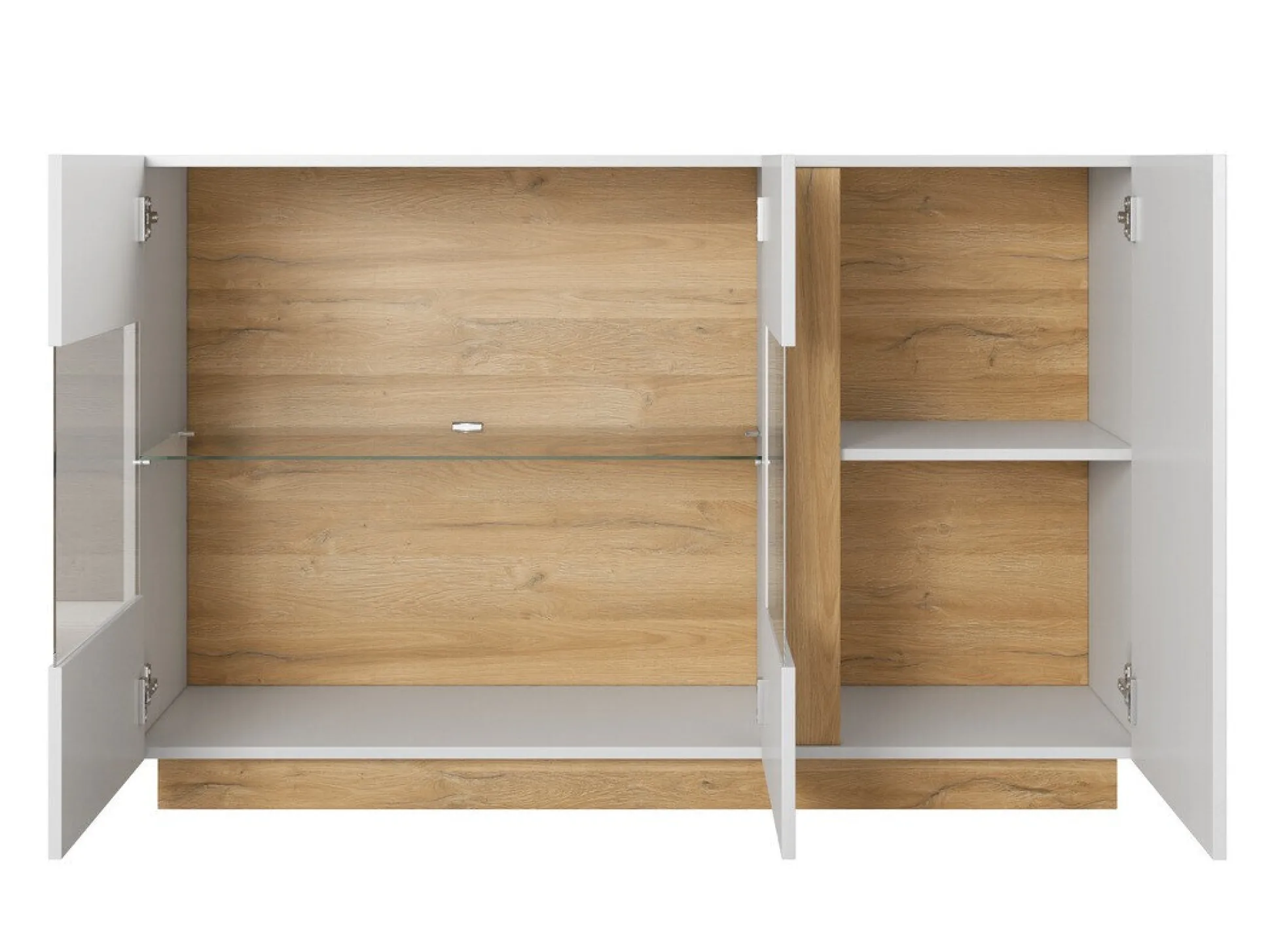 Stuemøbelsæt Novbela 113 (Hvid + Glansfuld hvid + Grandson eg)