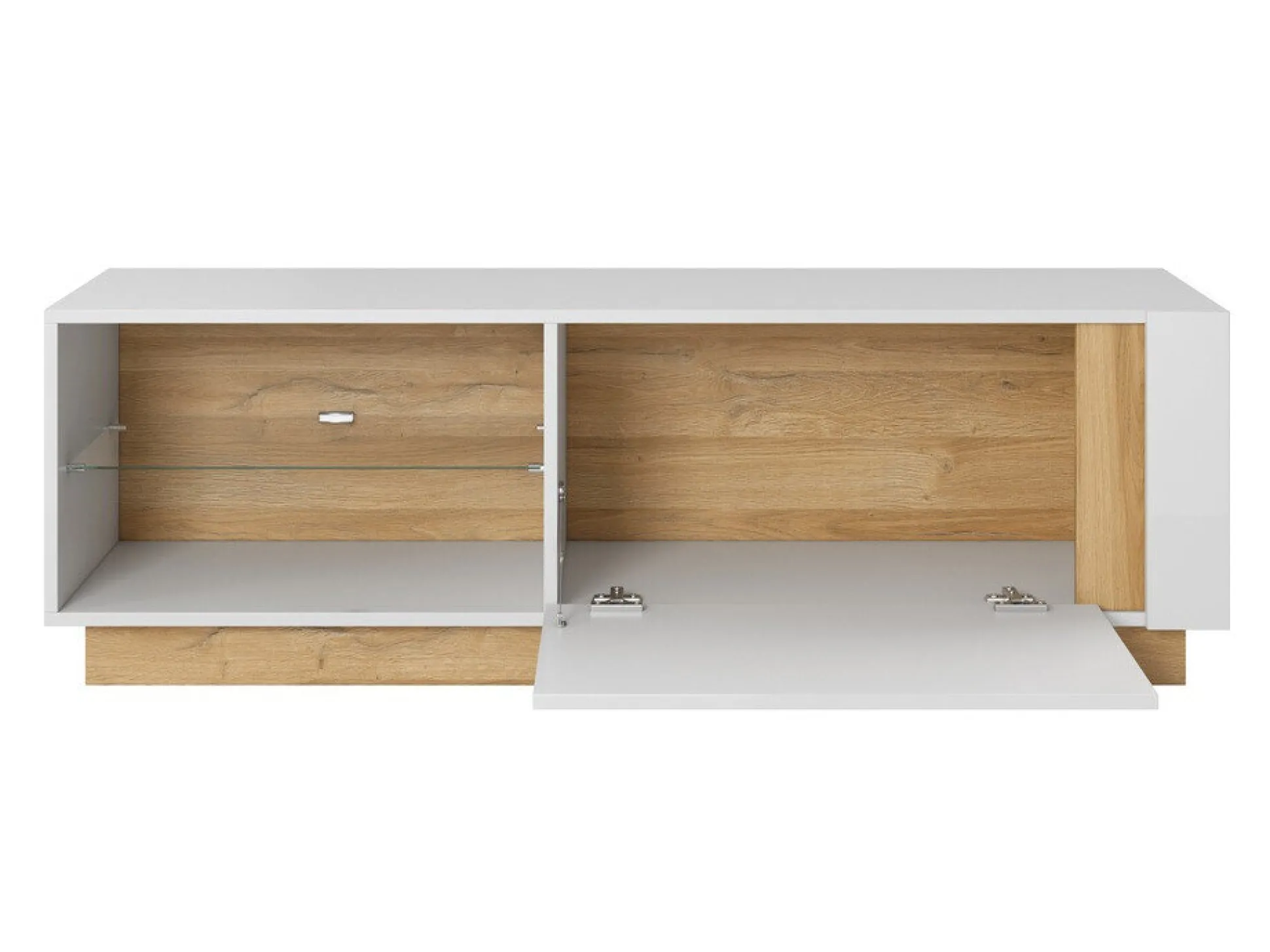 Stuemøbelsæt Novbela 113 (Hvid + Glansfuld hvid + Grandson eg)