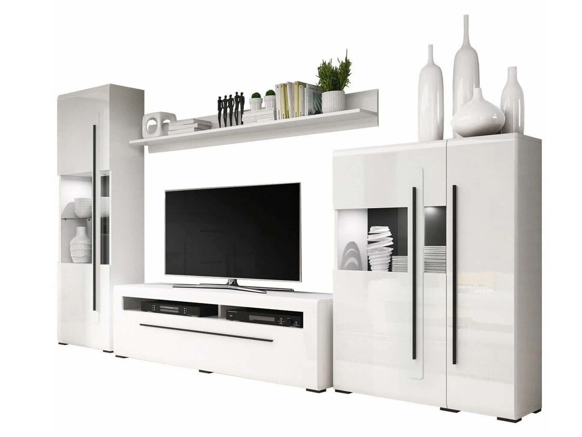 Stuemøbelsæt Ophsalu 111 (Hvid + Glansfuld hvid)