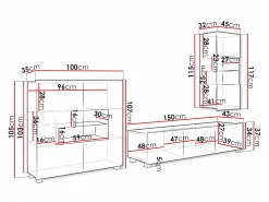 Stuemøbelsæt Remus VII (Hvid + Glansfuld hvid)