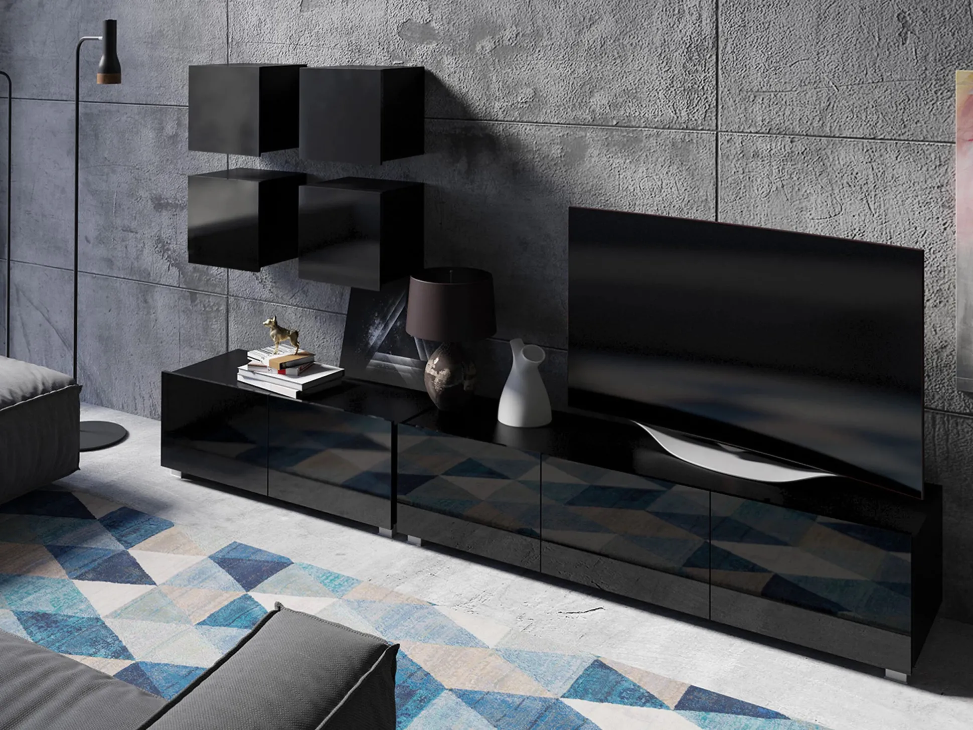 Stuemøbelsæt Remus XVIII (Sort + Blank sort)